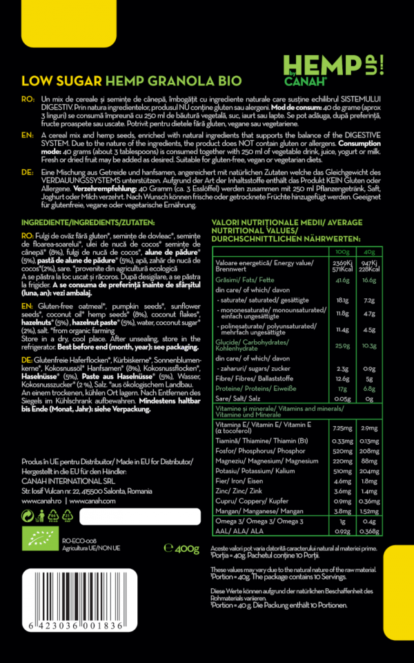 Low Sugar Hemp Granola back